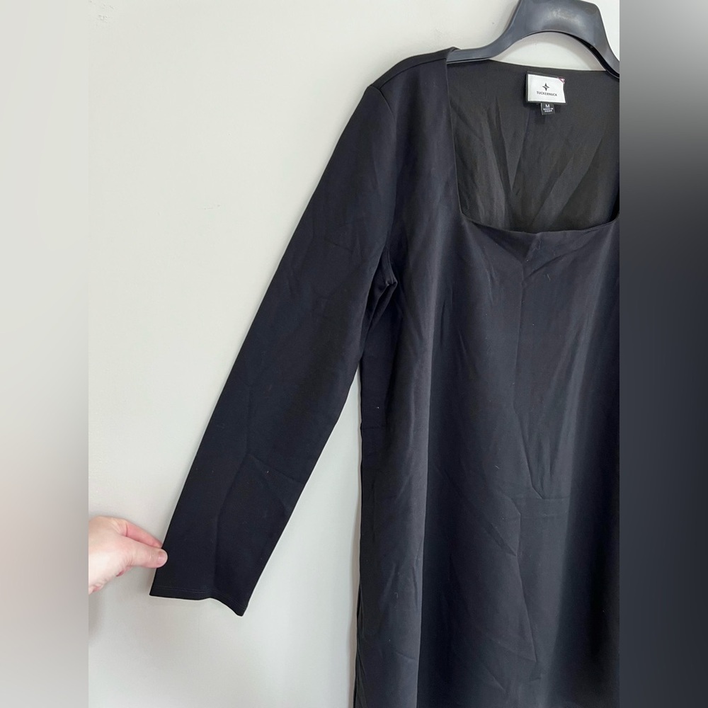 Tuckernuck Middleton Square Neck Long Sleeve Mini Dress in Black, size Medium - Picture 4 of 10